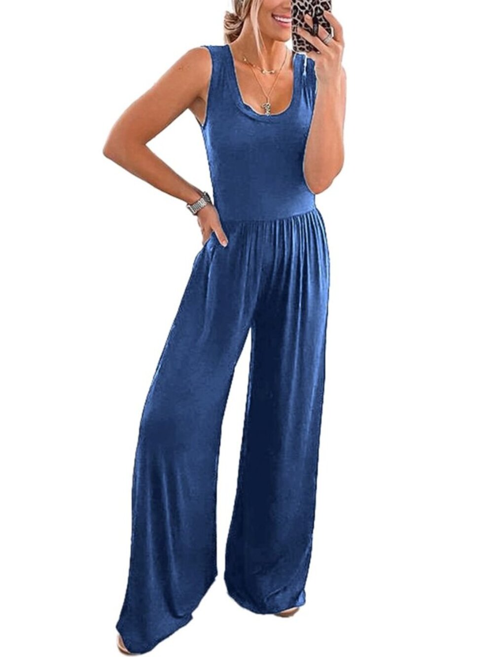 Women's Sleeveless Wide Leg One Piece Jumpsuits